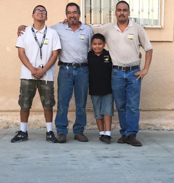 Emilio Valenzuela with family members outside a Coachella Valley job site